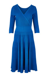 Product shot of The 3/4 Sleeve Reversible Knit Dress in colour Royalazure (Blue), from the front