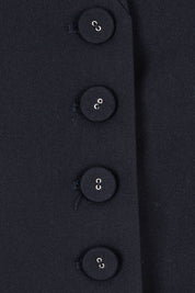 Product shot of The Tailored Vest in colour Ink (Blue), detail