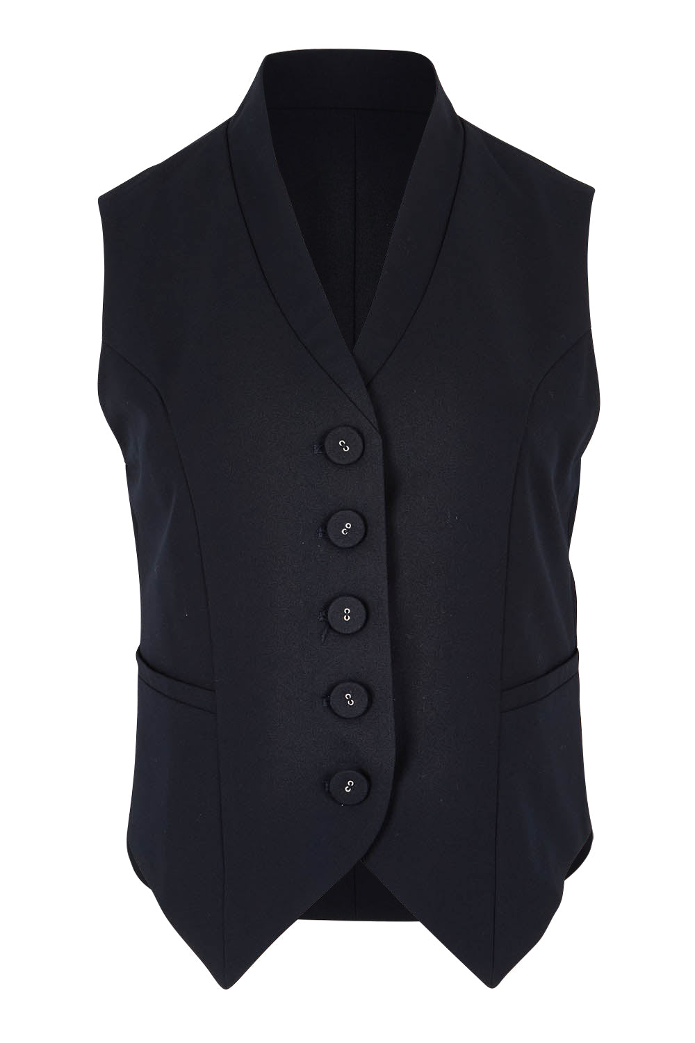 Product shot of The Tailored Vest in colour Ink (Blue), from the front