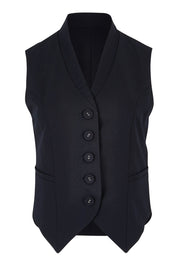 Product shot of The Tailored Vest in colour Ink (Blue), from the front