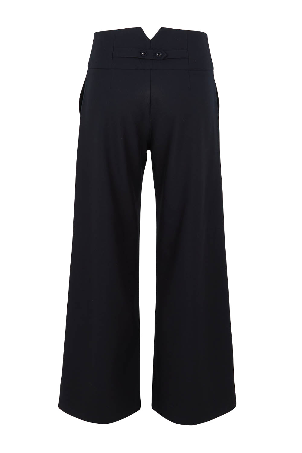 Product shot of The Tailored Pant in colour Ink (Blue), from the back