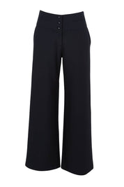 Product shot of The Tailored Pant in colour Ink (Blue), from the front