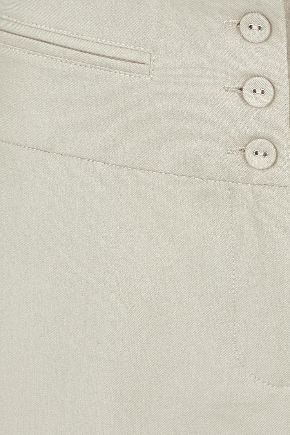 Product shot of The Tailored Pant in colour Pebble, detail