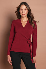 The Milano Knit Wrap Top – Burgundy