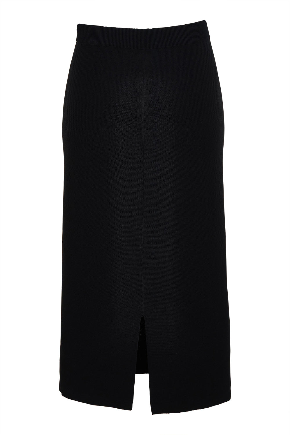 Product shot of The Crepe Knit Multiway Pull On Skirt in colour Black (Black), from the front