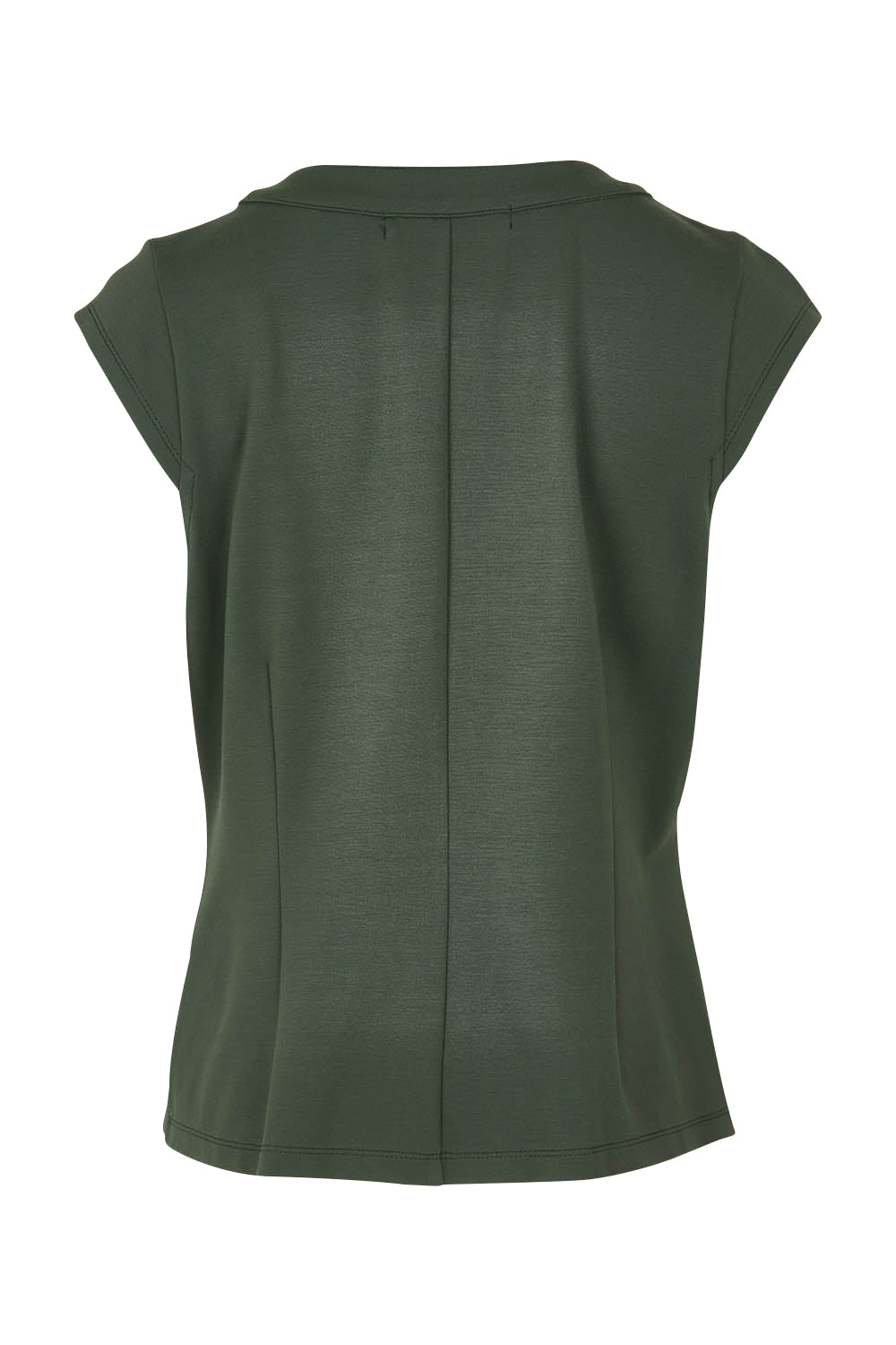 Product shot of The Ponte Button Through Top in colour Forrest (Green), from the back