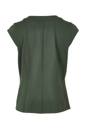 Product shot of The Ponte Button Through Top in colour Forrest (Green), from the back