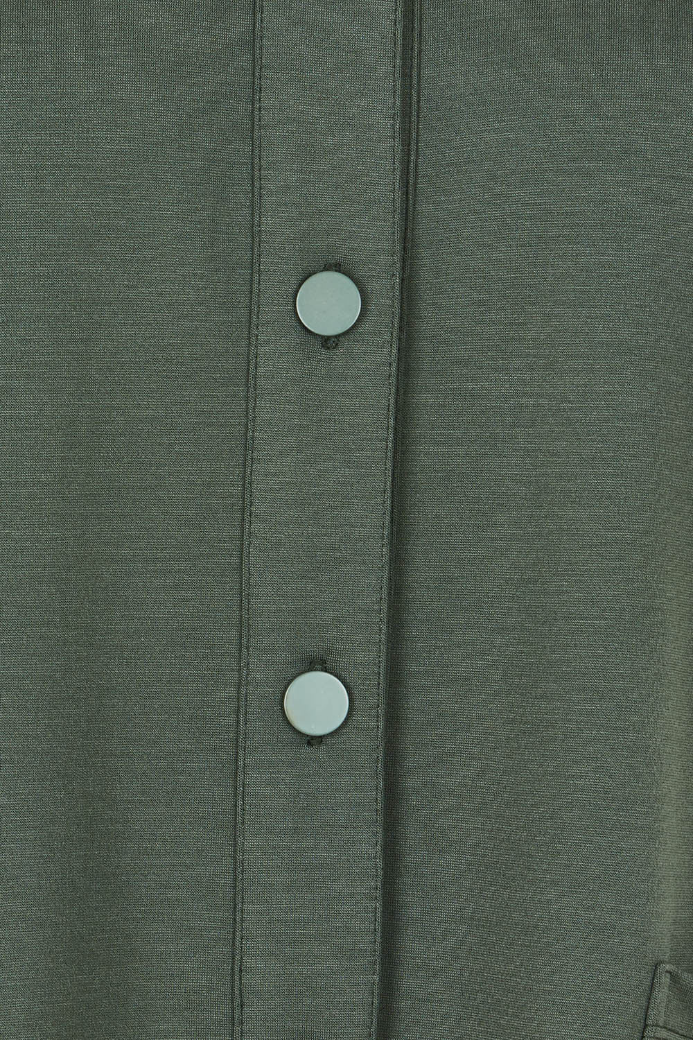 Product shot of The Ponte Button Through Top in colour Forrest (Green), detail