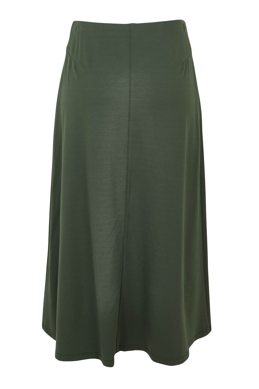 Product shot of The Ponte A Line Pull On Skirt in colour Forrest (Green), from the back