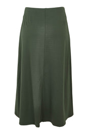 Product shot of The Ponte A Line Pull On Skirt in colour Forrest (Green), from the back