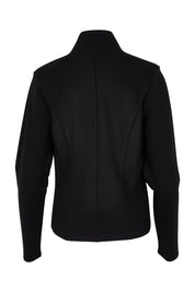 Product shot of The Reverse Lapel Ponte Blazer in colour Jetblack (Black), from the back