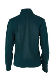 Product shot of The Reverse Lapel Ponte Blazer in colour Lagoon (Green), from the back
