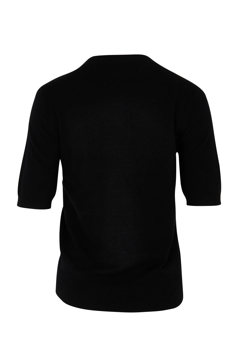 Product shot of The Seamless Soft Crew Neck Knit in colour Black (Black), from the back