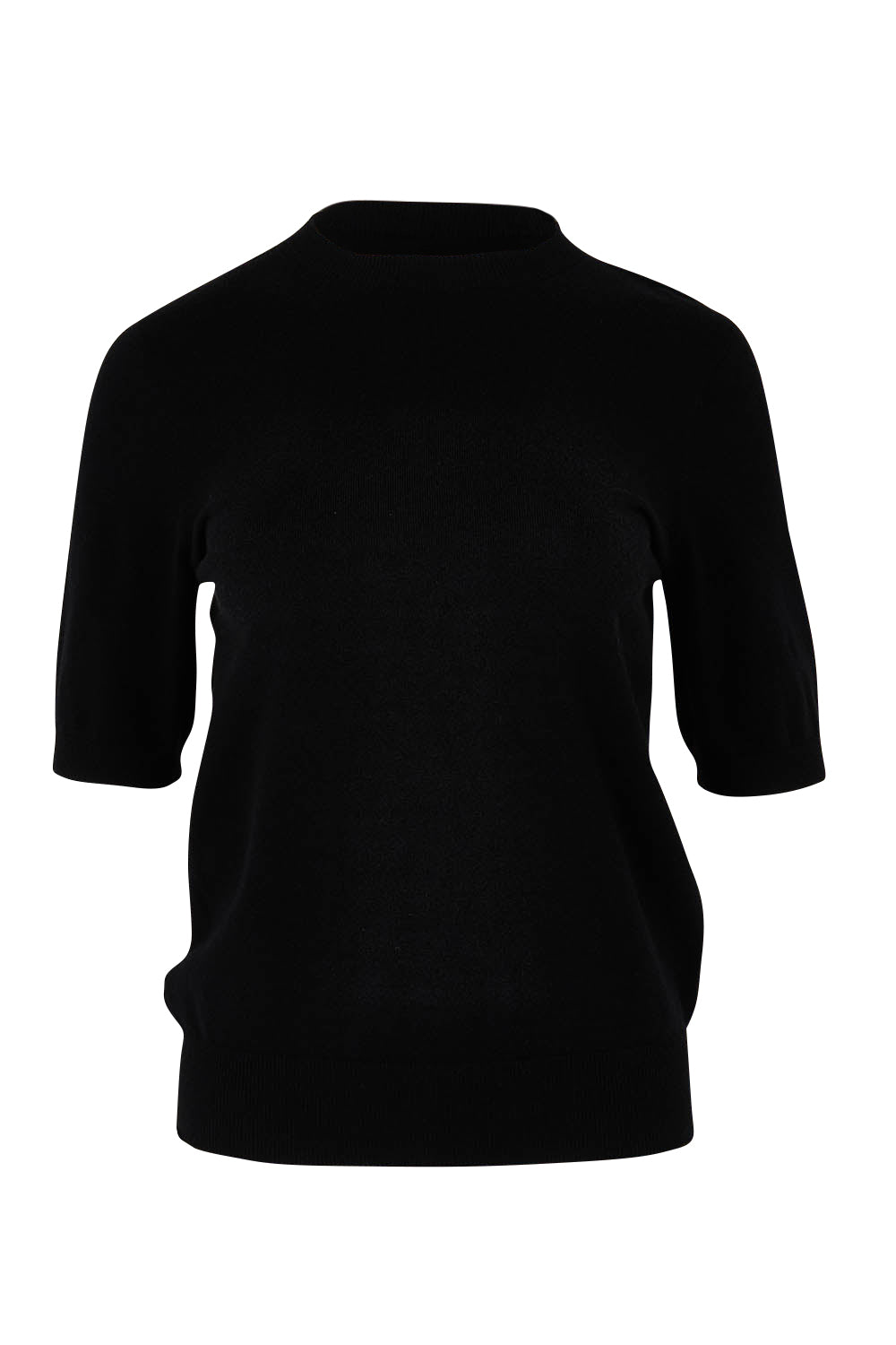 Product shot of The Seamless Soft Crew Neck Knit in colour Black (Black), from the front