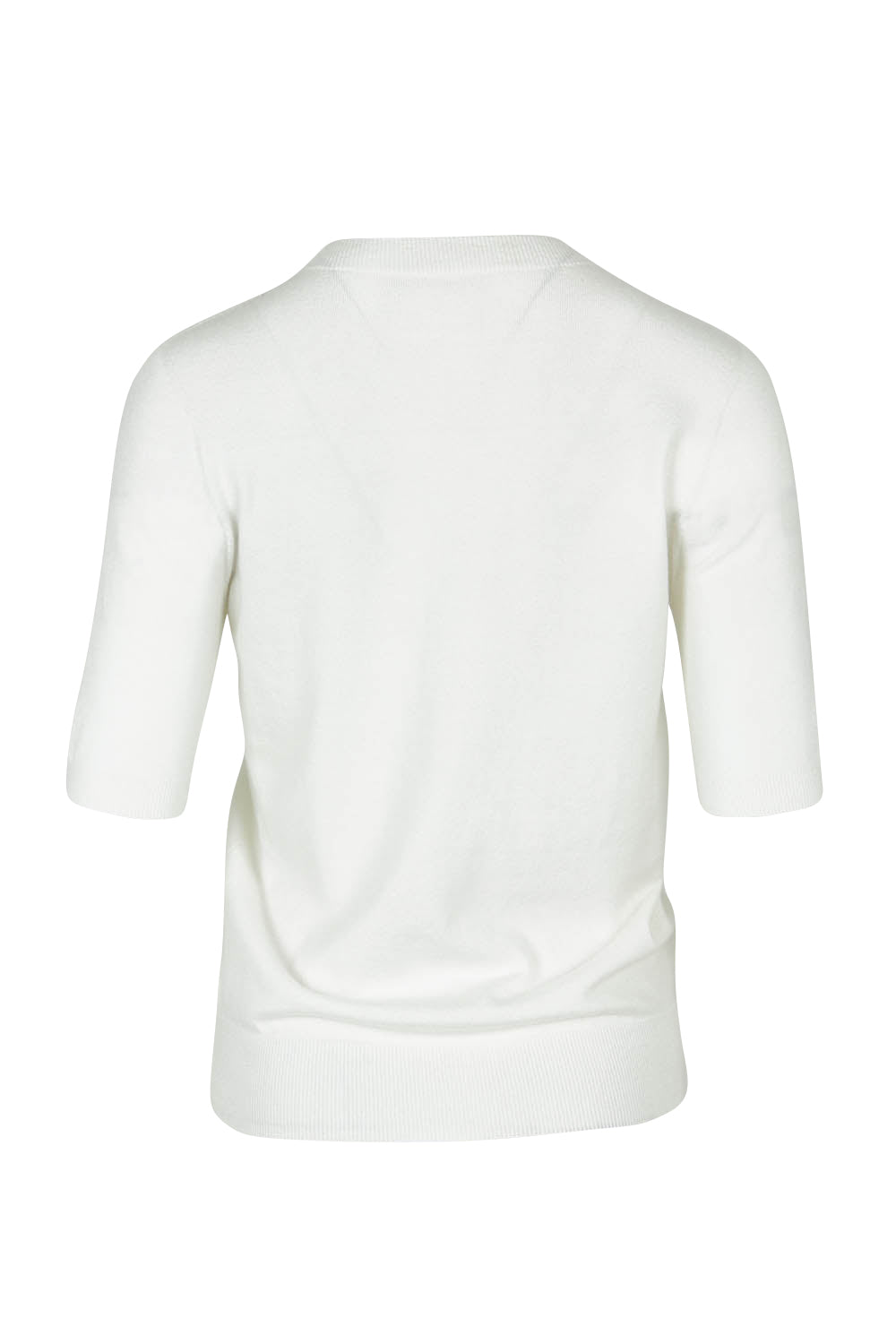 Product shot of The Seamless Soft Crew Neck Knit in colour Snow (White), from the back