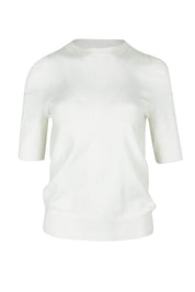 Product shot of The Seamless Soft Crew Neck Knit in colour Snow (White), from the front