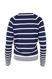 The Stripe Faux Wrap Jumper – Navyivory