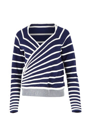 The Stripe Faux Wrap Jumper – Navyivory