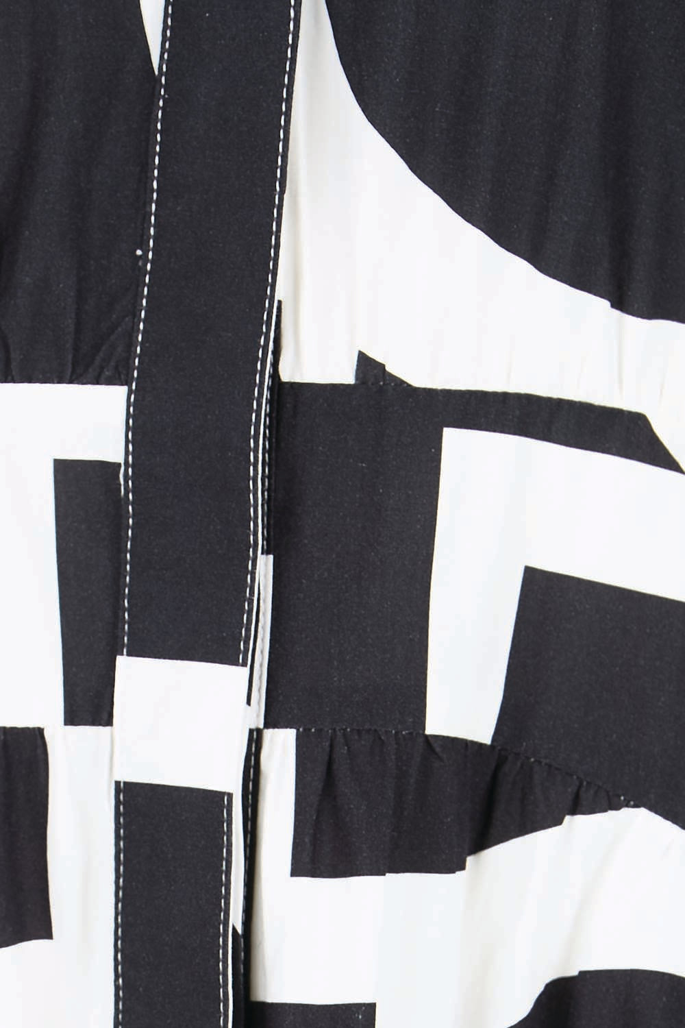 Product shot of the The Printed Cotton Blend Shirt Dress - Blackwhite in colour Blackwhite, showing detail