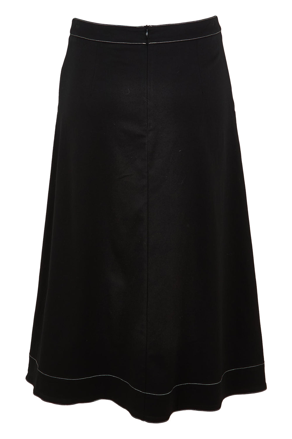 Product shot of The Contrast Stitching Stretch Skirt in colour Black (Black), from the back
