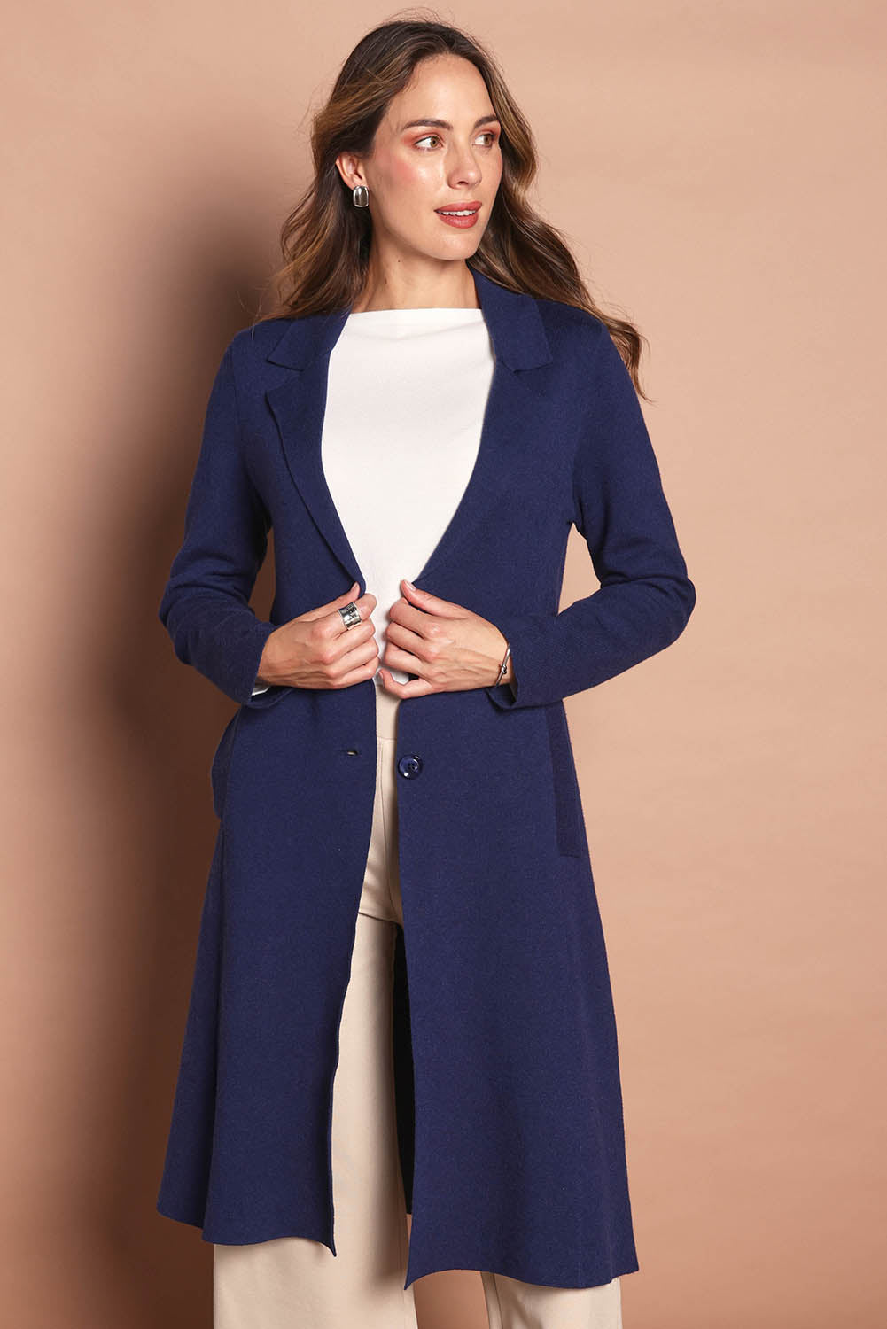 The Longline Knitted Coatigan – Navy