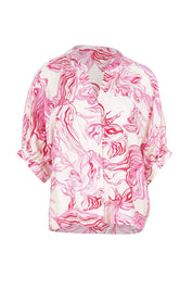 Product shot of the The Dolman Sleeve Button Up Shirt – Pinkmarble in colour Pinkmarble, from the front