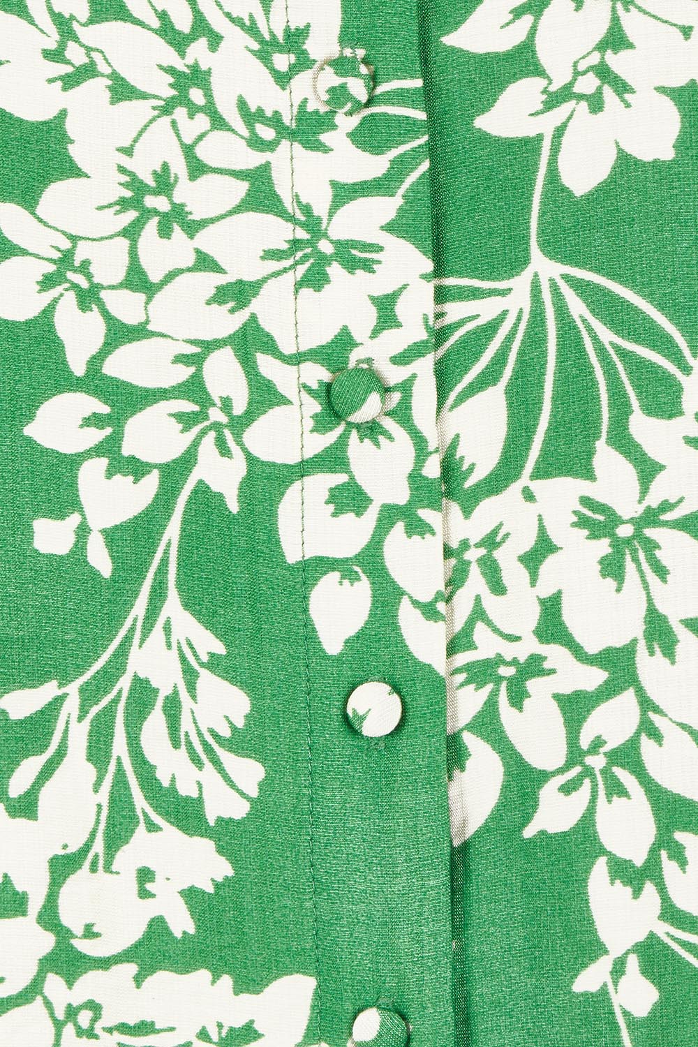 Product shot of The Dolman Sleeve Button Up Shirt in colour Greenbloom (Green), detail