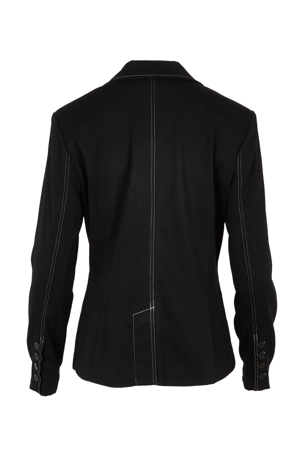 Product shot of The Contrast Stitching Stretch Blazer in colour Black (Black), from the back