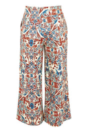 Product shot of The Printed Wide Leg Culotte in colour Mirage, from the back