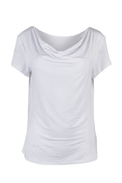Product shot of The Reversible Cowl Neck Cap Sleeve Top in colour White (White), from the front