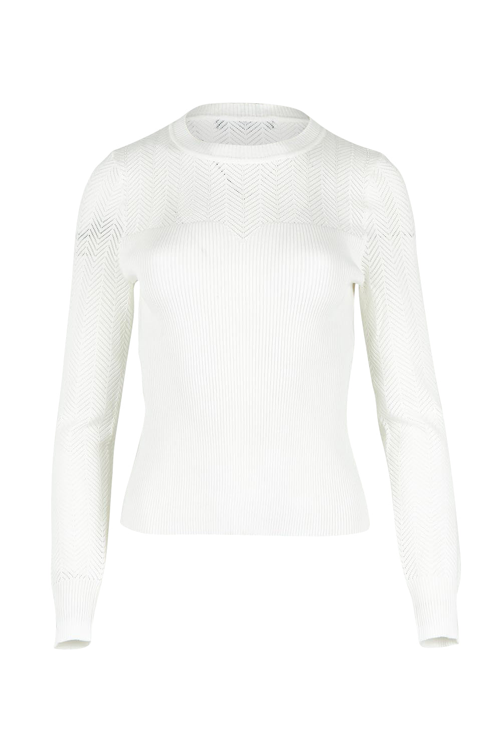 The Pointelle Detail Knit Top - Snow