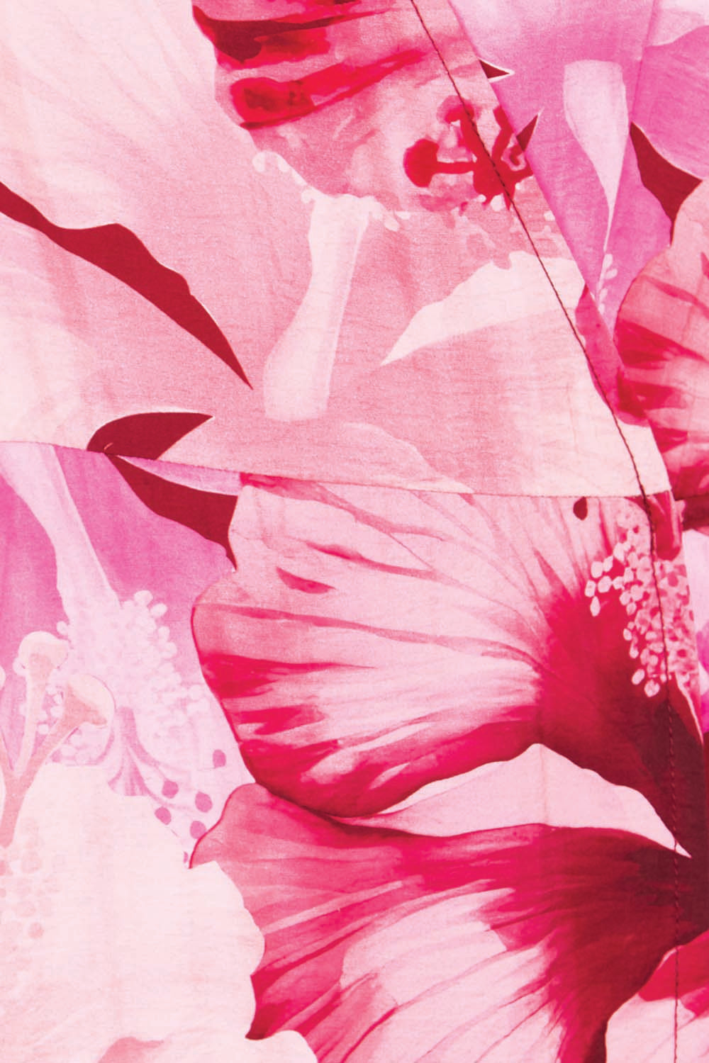 Product shot of the The Printed Sleeveless Wrap Dress - Pinkhibiscus in colour Pinkhibiscus, showing detail