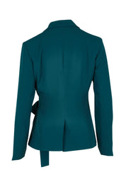 Product shot of The Soft Suiting Lined Blazer in colour Darkteal (Green), from the back