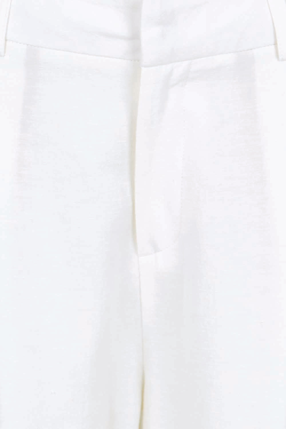 Product shot of the The Linen Blend Tailored Pant - Snow in colour Snow, showing detail