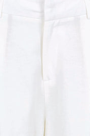 Product shot of the The Linen Blend Tailored Pant - Snow in colour Snow, showing detail