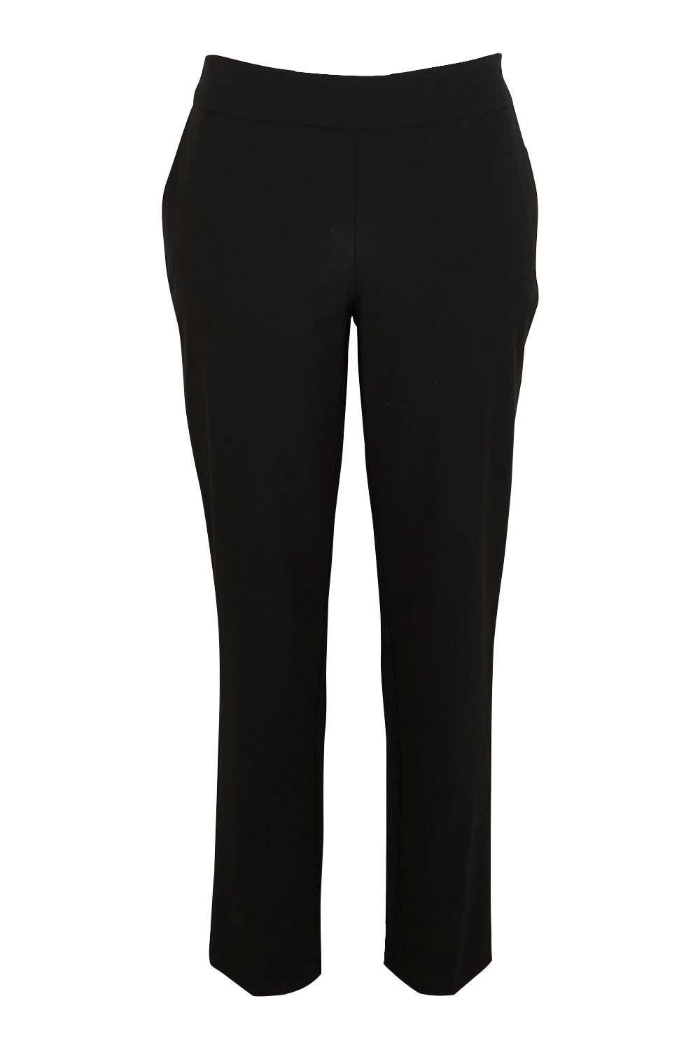 Product shot of the The Tapered Pull On Stretch Pant – Black in colour Black, from the front