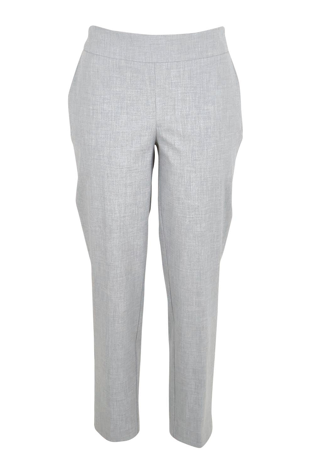 Product shot of the The Tapered Pull On Stretch Pant – Grey in colour Grey, from the front