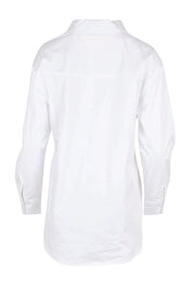 Product shot of the The Luxe Cotton Popover Shirt – White in colour White, from the back