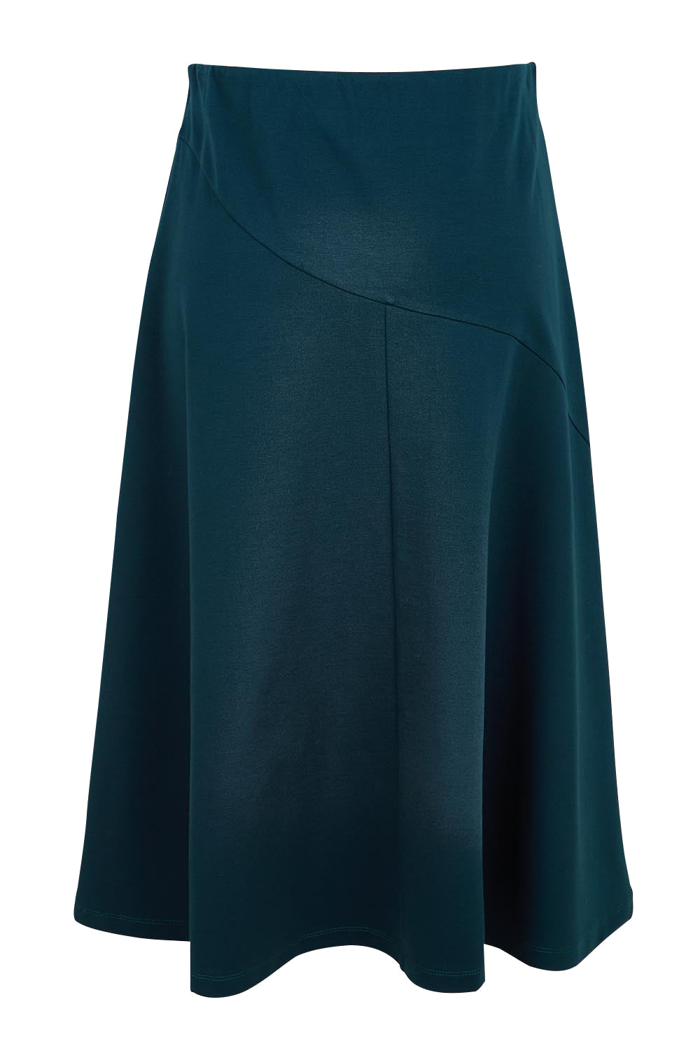 Product shot of the The Ponte Curve Seam Pull On Skirt – Lagoon in colour Lagoon, from the back