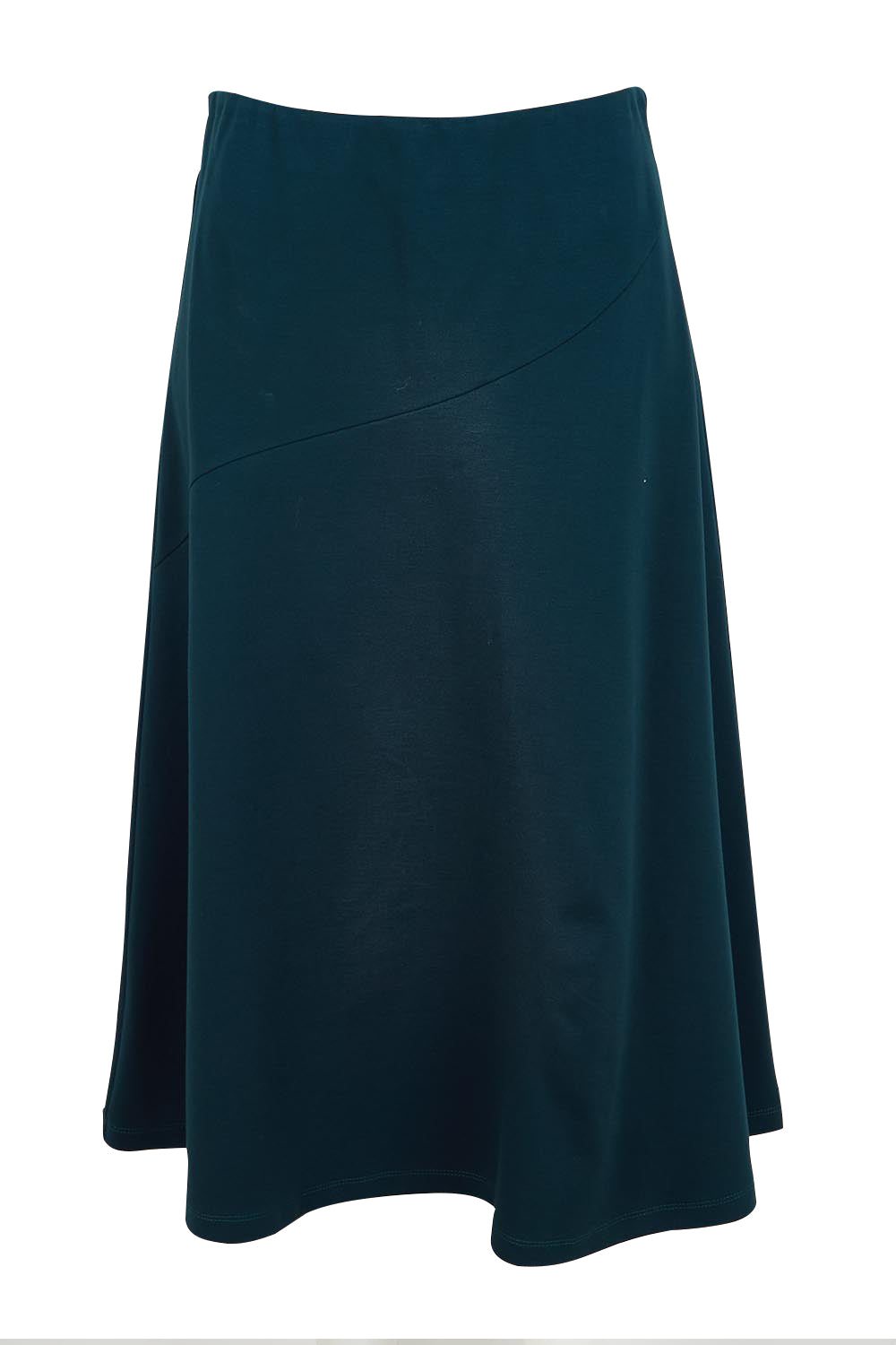 Product shot of the The Ponte Curve Seam Pull On Skirt – Lagoon in colour Lagoon, from the front