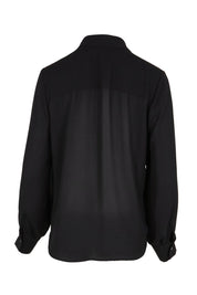 Product shot of the The Allure Georgette Shirt – Black in colour Black, from the back