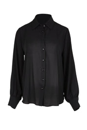 Product shot of the The Allure Georgette Shirt – Black in colour Black, from the front