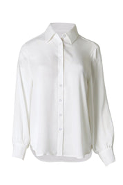 Product shot of the The Allure Georgette Shirt – Ivory in colour Ivory, from the front