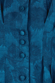 Product shot of the The Jacquard Pleated Shirt - Darkpeacock in colour Darkpeacock, showing detail