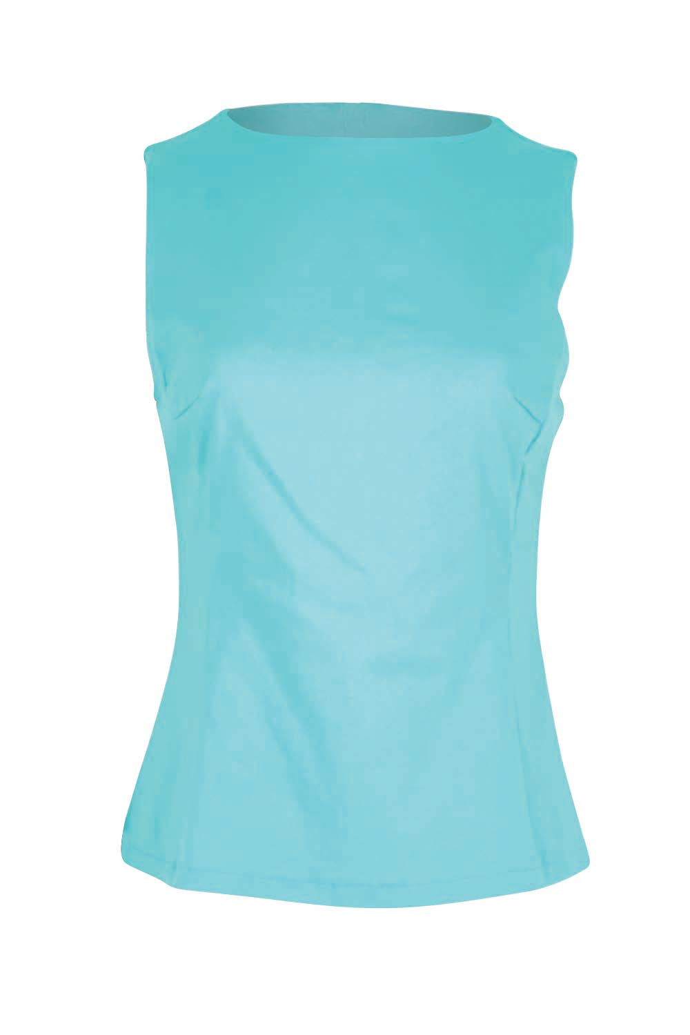 Product shot of the The Stretch Boat Neck Top – Aquablue in colour Aquablue, from the front