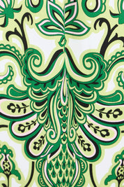 Product shot of the The Luxe Printed Kimono Sleeve Dress - Green in colour Green, showing detail
