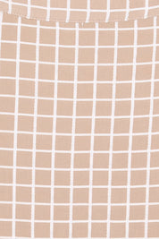 Product shot of the The Bias Panel Check Skirt - Sand in colour Sand, showing detail