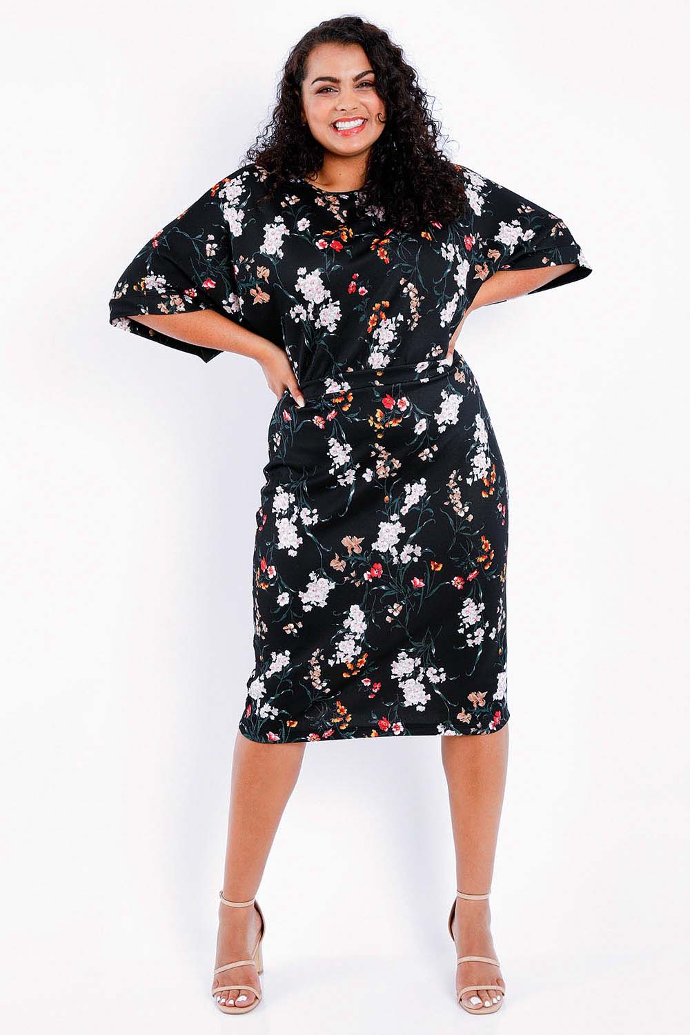 Preloved The Printed Kimono Sleeve Pencil Dress - Garden