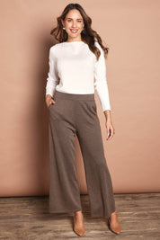 The Herringbone Wide Leg Pull On Pant – Camelbrown