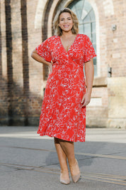 Preloved The Printed Jersey Faux Wrap Dress - Redfloral